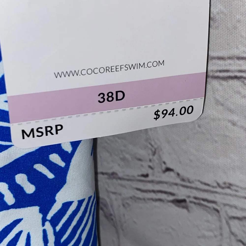 Coco Reef Blue and White Floral Tank One-Piece Swimsuit - Picture 4 of 6